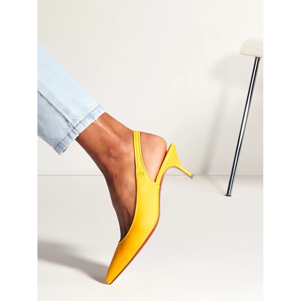 NWB Christian‎ Louboutin Sporty Kate 55mm Slingback Pumps in Pollen Size 38